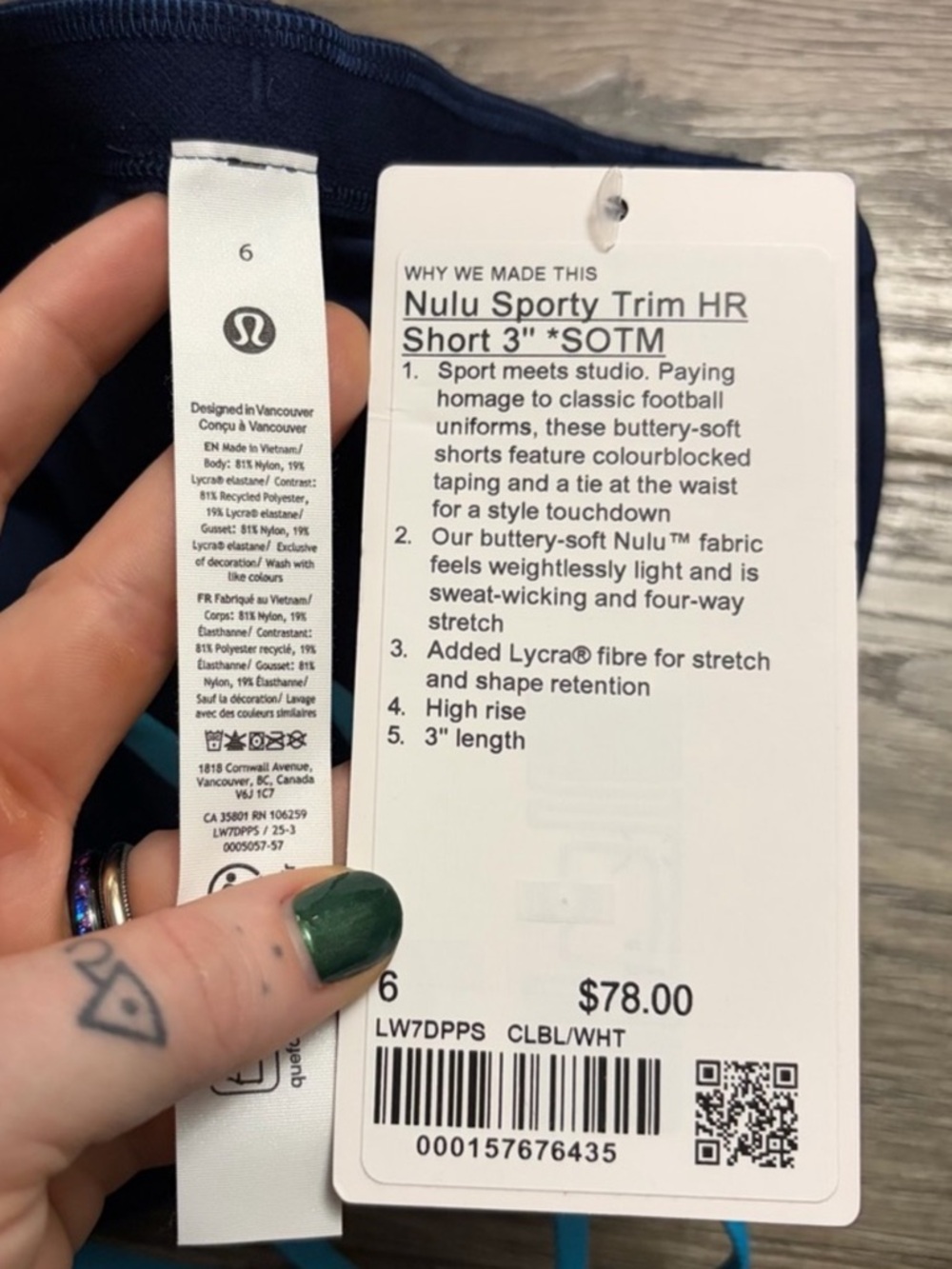 NWT Lululemon Nulu Sporty Trim High-Rise Short *3” (Club Blue/White) Size: 6 - Picture 2 of 4